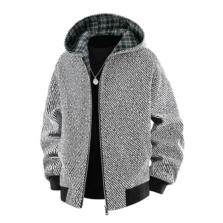 Men's Stylish Bomber Jacket with Checked Lining