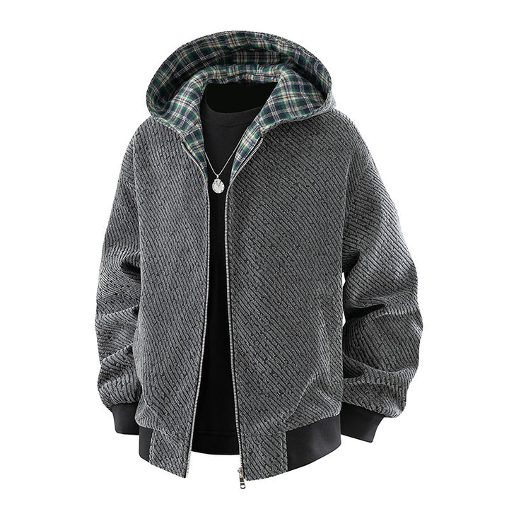 Men's Stylish Bomber Jacket with Checked Lining