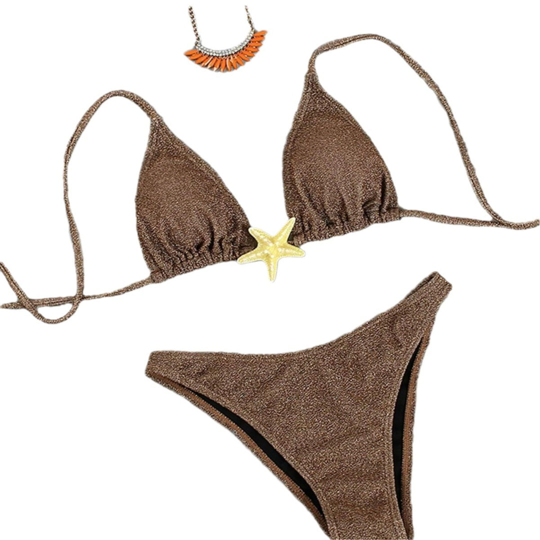 Women's triangle bikini with sparkling glitter effect and charming star detail Mune Fashion