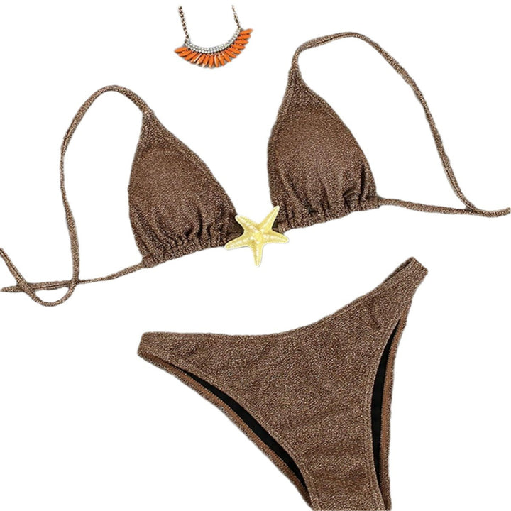 Women's triangle bikini with sparkling glitter effect and charming star detail Mune Fashion
