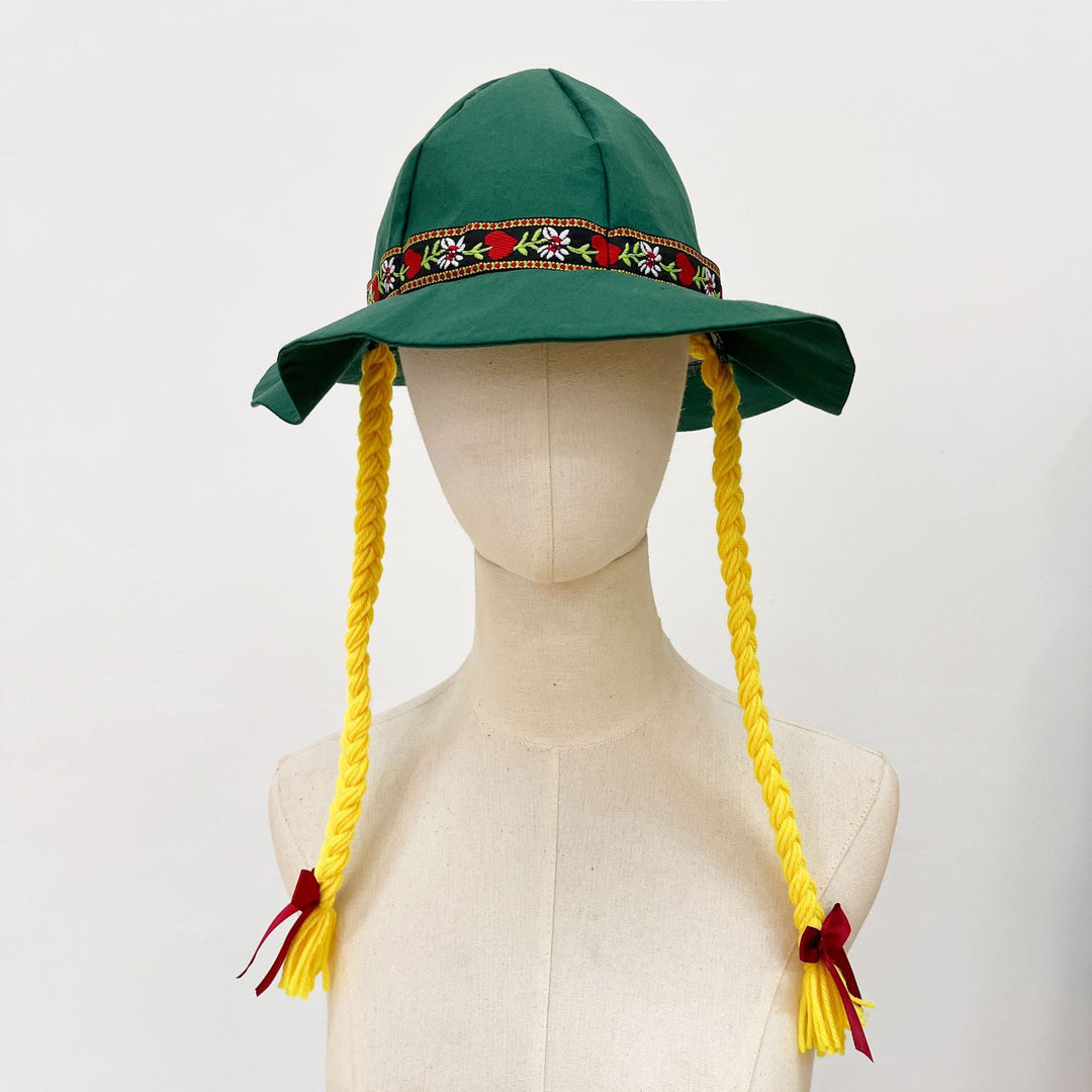Women's playful sun hat with braided strands, embroidered headband, and wide brim Mune Fashion