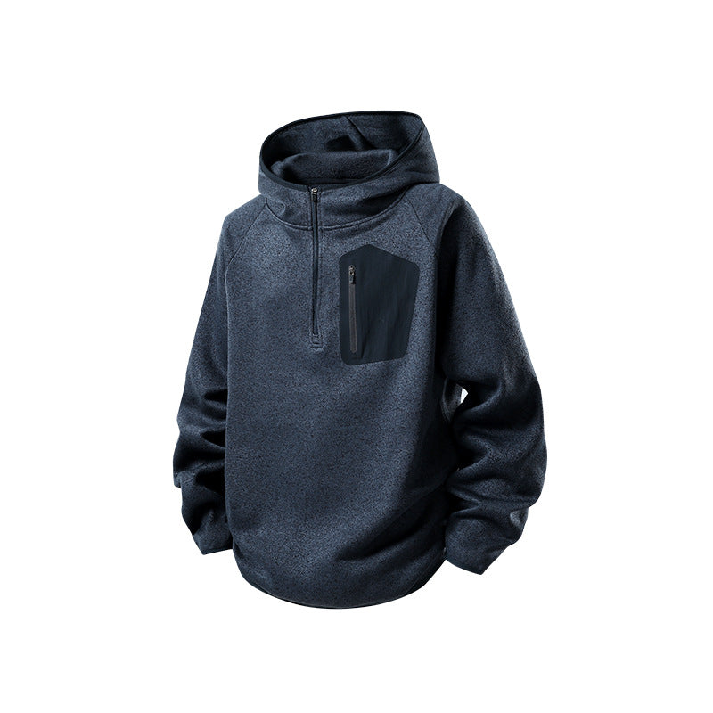 Damen Fleece-Halbzip Kapuzenpullover mit Brust-Zip-Tasche und relaxed Oversize-Schnitt Mune Fashion