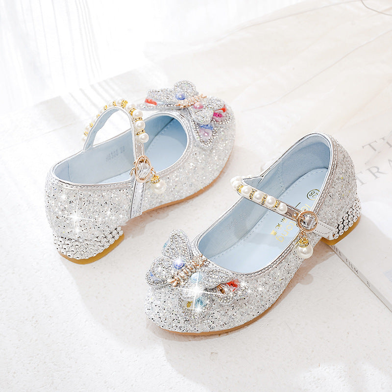 Girls' ballerinas with sparkling butterfly appliqués and pearl embellishments Mune Fashion