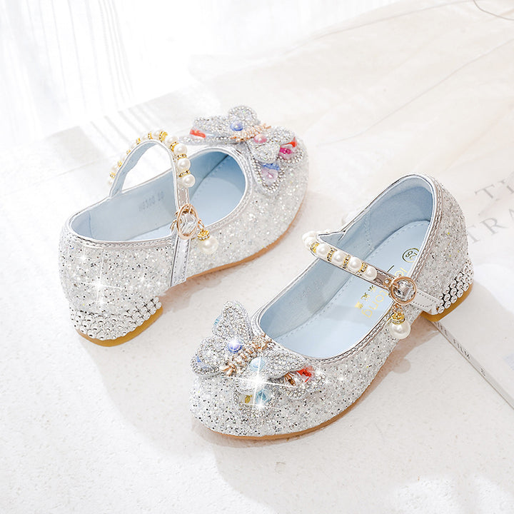 Girls' ballerinas with sparkling butterfly appliqués and pearl embellishments Mune Fashion