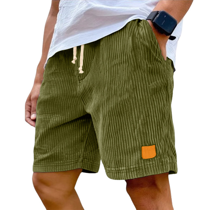 Men's fine corduroy shorts with elastic drawstring waistband, drawstring and deep side pockets Mune Fashion