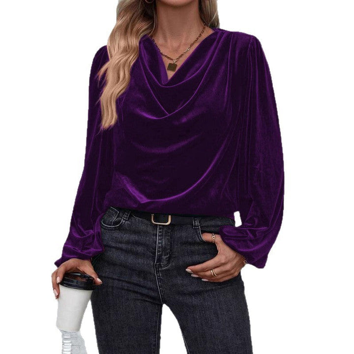 Ladies Elegant Viscose Blouse with Waterfall Neckline Mune