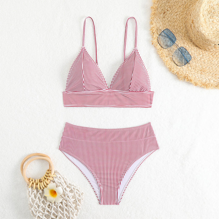 Damen Hochgeschnittener Bikini mit feinen Streifen Echo Archiv