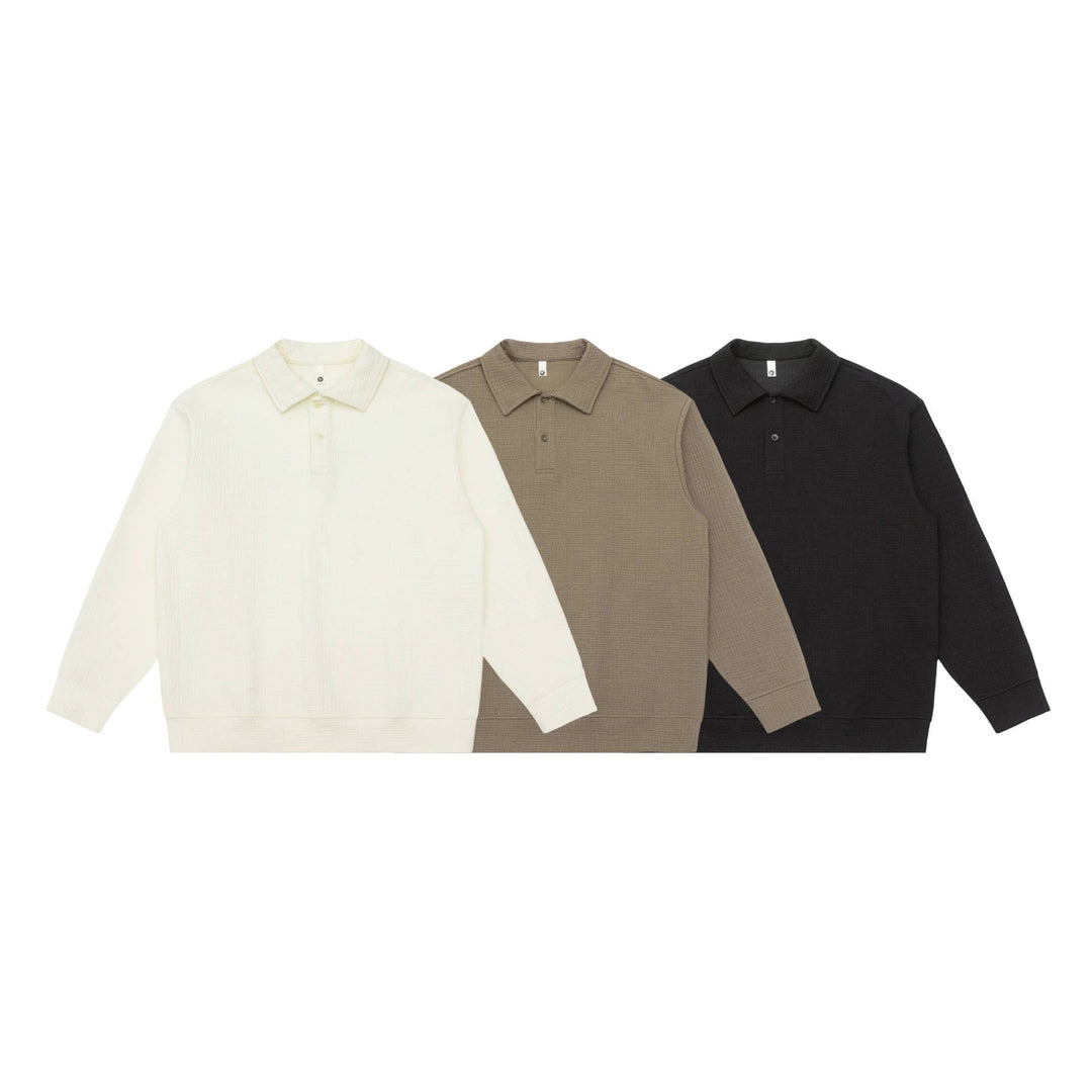 Unisex Waffle Knit Polo Shirt with Polo Collar and Half Button Placket Mune Fashion