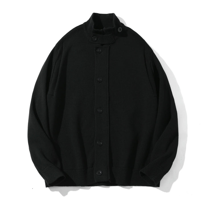 Men's knit cardigan with high collar and full button placket Mune Fashion