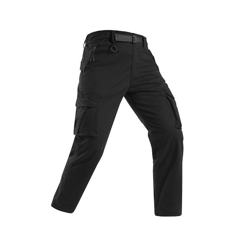 Men's Lightweight Stretch Canvas Cargo Pants with Integrated Web Belt and Zipper Pockets Mune Fashion