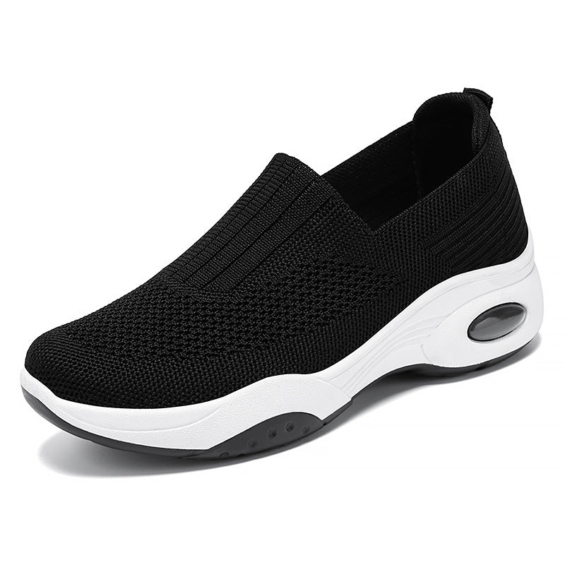Women's seamless knit slippers with elevated plateau air cushioning and ergonomic heel support Mune Fashion