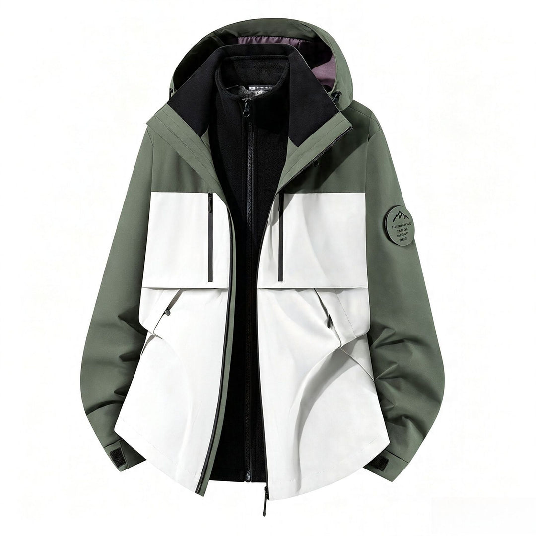 Men's three-layer softshell outdoor jacket with removable fleece lining and hood Mune Fashion