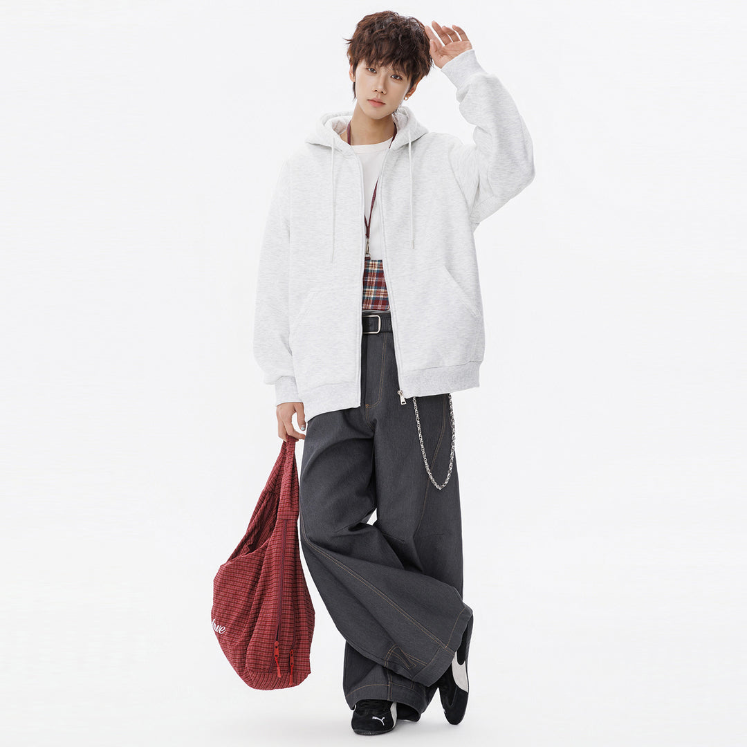 Unisex Oversize Hoodie Sweat Jacket with full zip, kangaroo pockets, and ribbed cuffs Drune