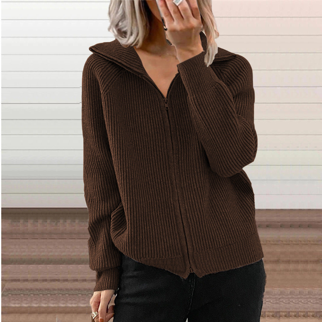 Women's Fashionable Knitted Jacket with Hood Mune Fashion