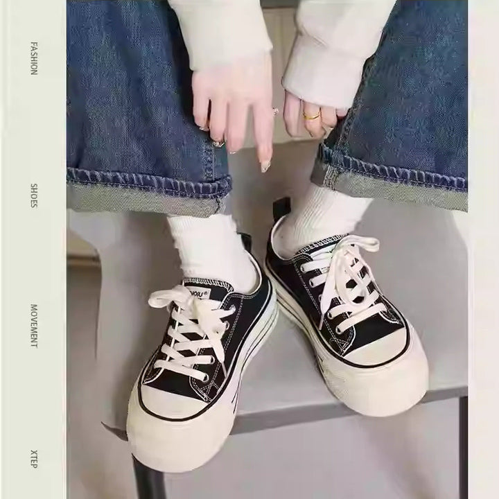Women's Platform Sneakers with Trendy Design and Durable Upper Material Mune Fashion
