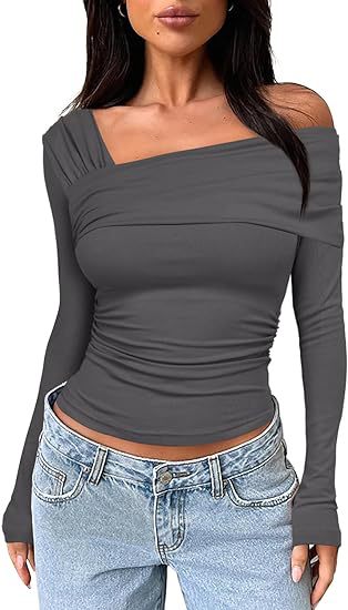 Women Off-Shoulder Long Sleeve Shirt Mune Fashion