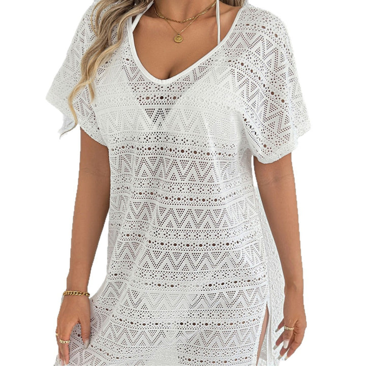 Women's airy crochet cover-up with deep V-neck Mune Fashion