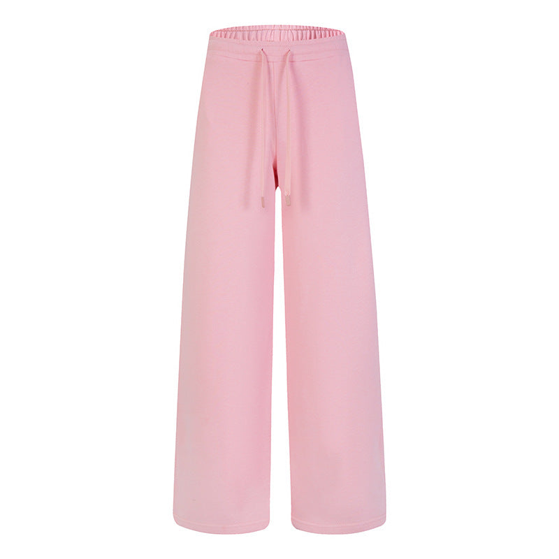 Women's Loose Lounge Jogging Pants with High Waist and Drawstring Mune Fashion