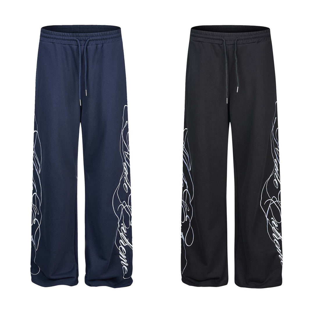 Women's Soft Lounge Pants with Wide Leg, Elastic Waistband and Statement Print Mune Fashion