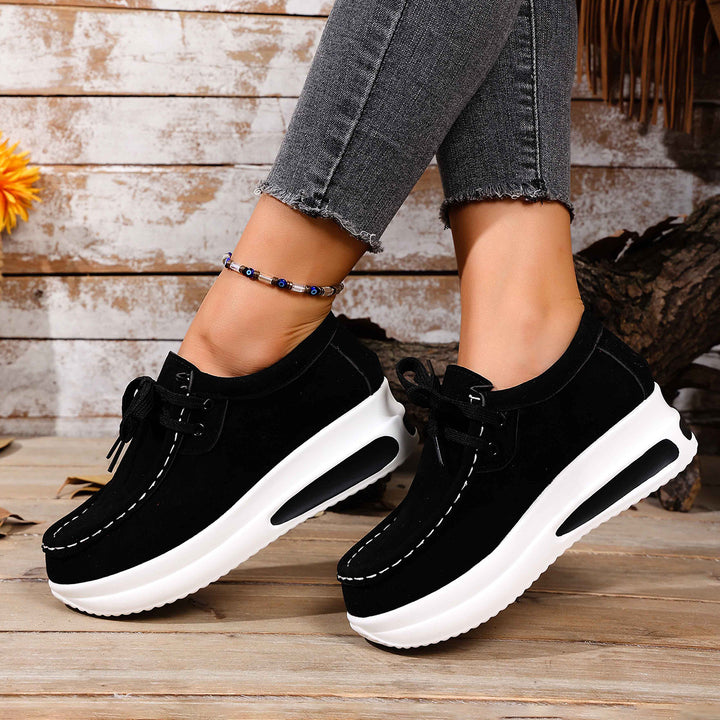 Women's Comfortable Wedge Platform Sneakers with Suede Look and Padded Comfort Insole Mune Fashion
