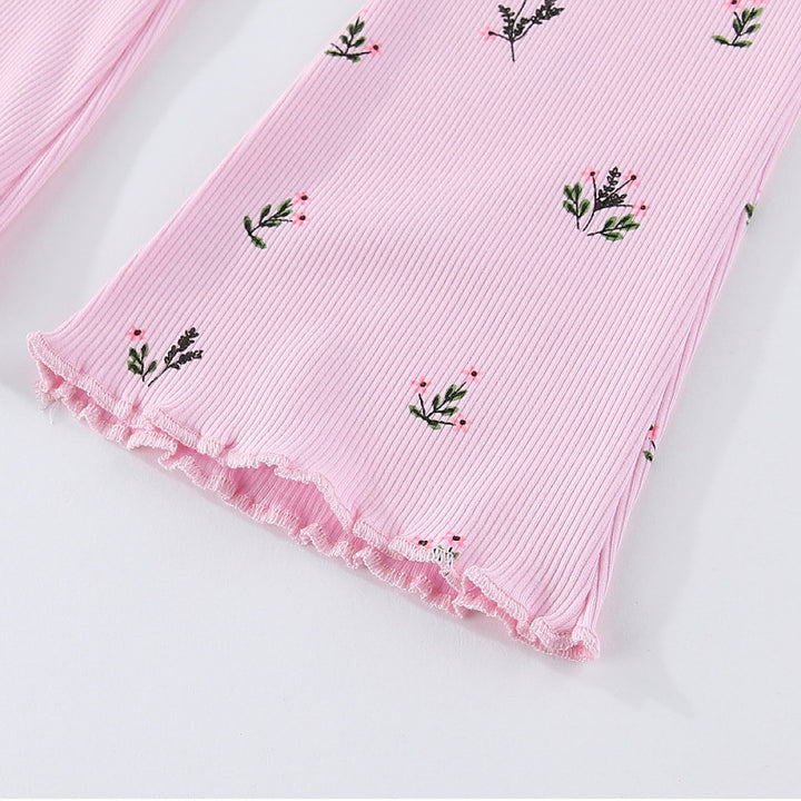 Girls Flared Leggings with Floral Pattern Mune Fashion