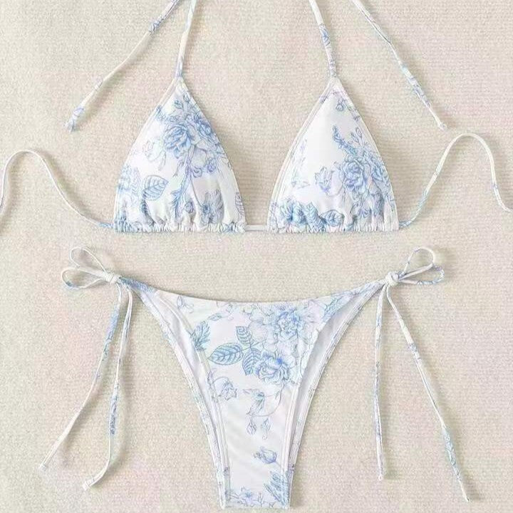 Women's triangle bikini set with delicate floral patterns Mune Fashion
