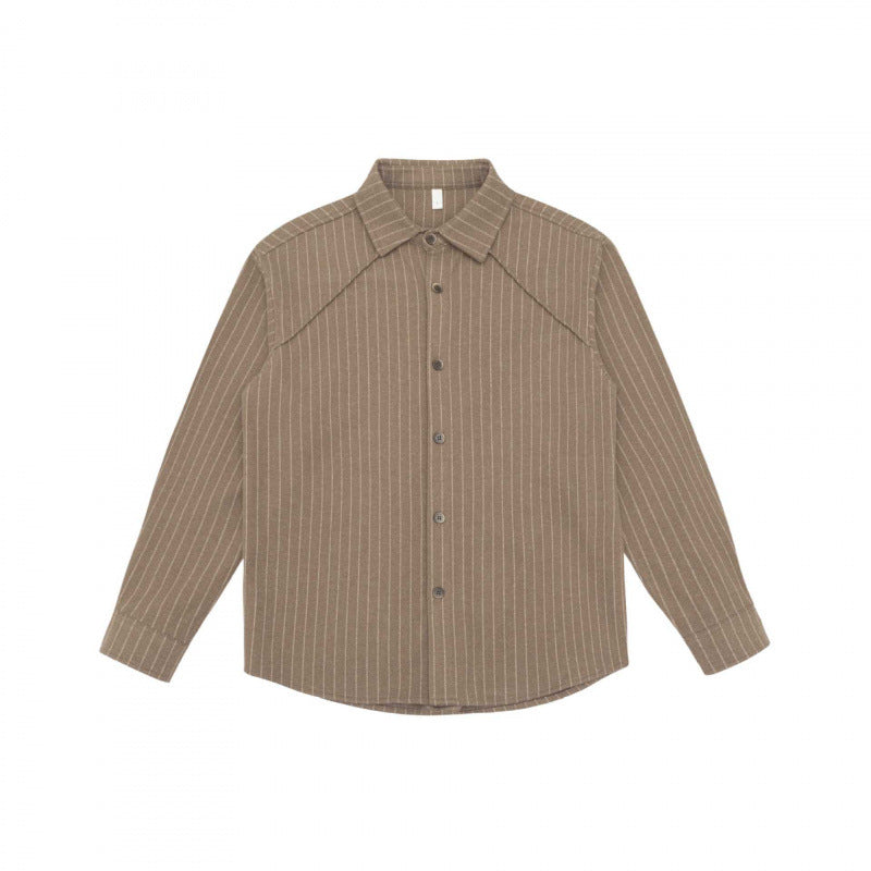Men's boxy shirt with pinstripes, raglan sleeves, and soft flannel feel Mune Fashion