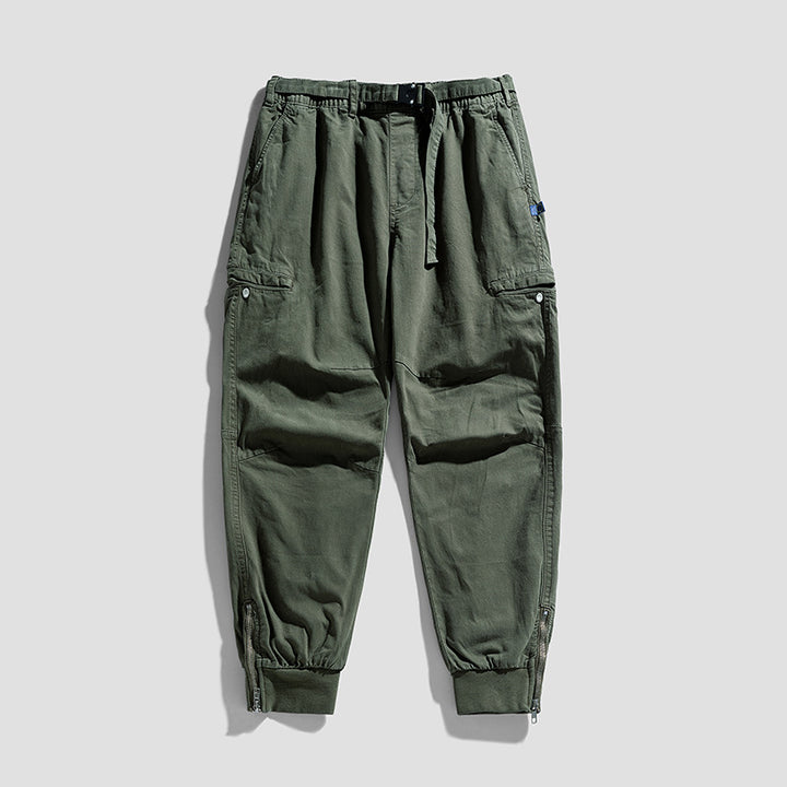 Men's Utility Cargo Jogging Pants with elastic waistband, belt loop, and leg zipper Drune
