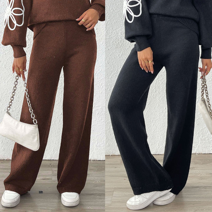 Women's casual knit pants with a wide cut Mune Fashion