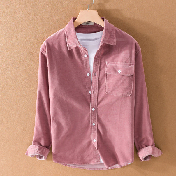 Men's cord overshirt with chest pocket, relaxed fit and full button placket Mune Fashion