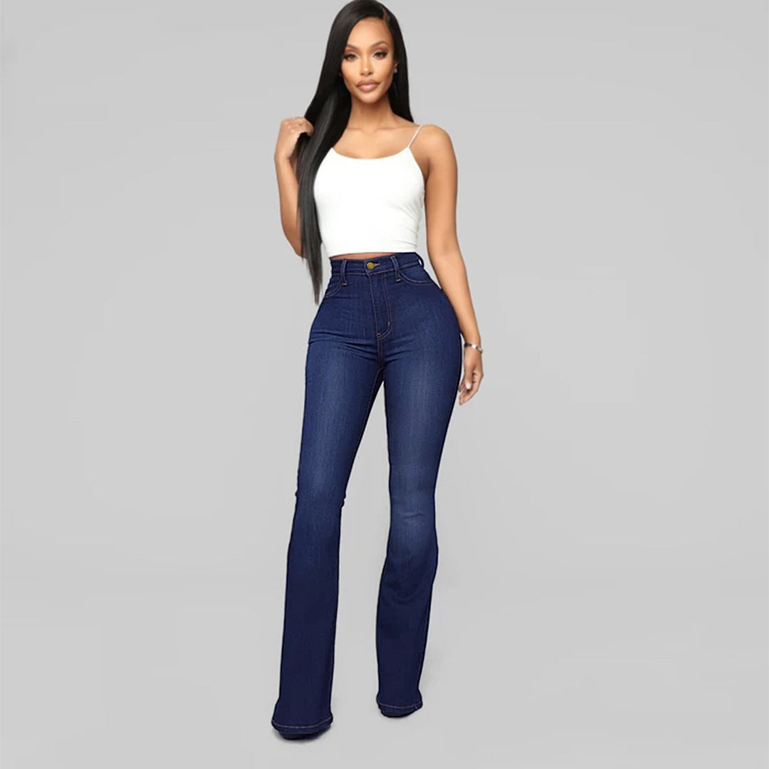 Women's High-Waisted Flared Jeans made from Stretch Denim with a Waist-Shaping Cut Mune Fashion