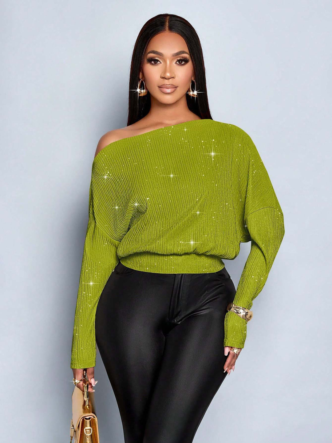 Women's Oversized Rib Knit Sweater with One-Shoulder and Tailored Cuff Mune Fashion
