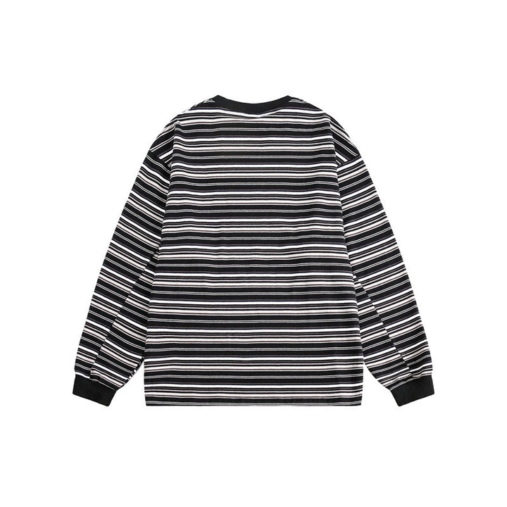 Unisex Oversize-Longsleeve shirt made of heavy cotton with striped pattern and ribbed round neckline Mune Fashion