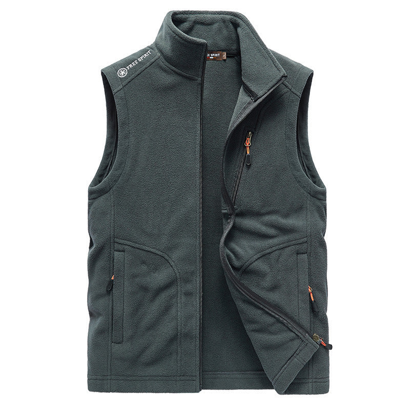 Men's fleece vest with stand-up collar, zip pockets and windproof front Mune Fashion