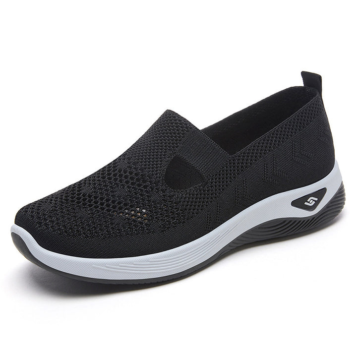 Women’s lightweight knitted slip-on sneaker with elastic mid-strap and ergonomic memory comfort sole Mune Fashion