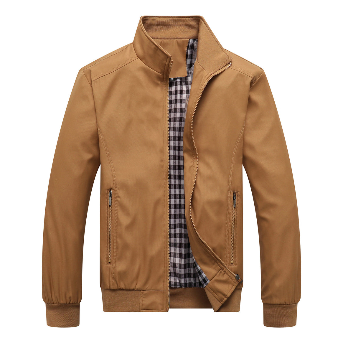 Men's Urban Stand-Up Collar Blouson made of wind-resistant softshell with checkered thermal lining Mune Fashion
