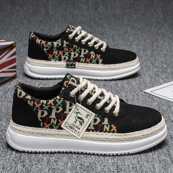 Women’s Platform Espadrille Sneaker with Woven Jute Detail and Monogram Canvas Mune Fashion