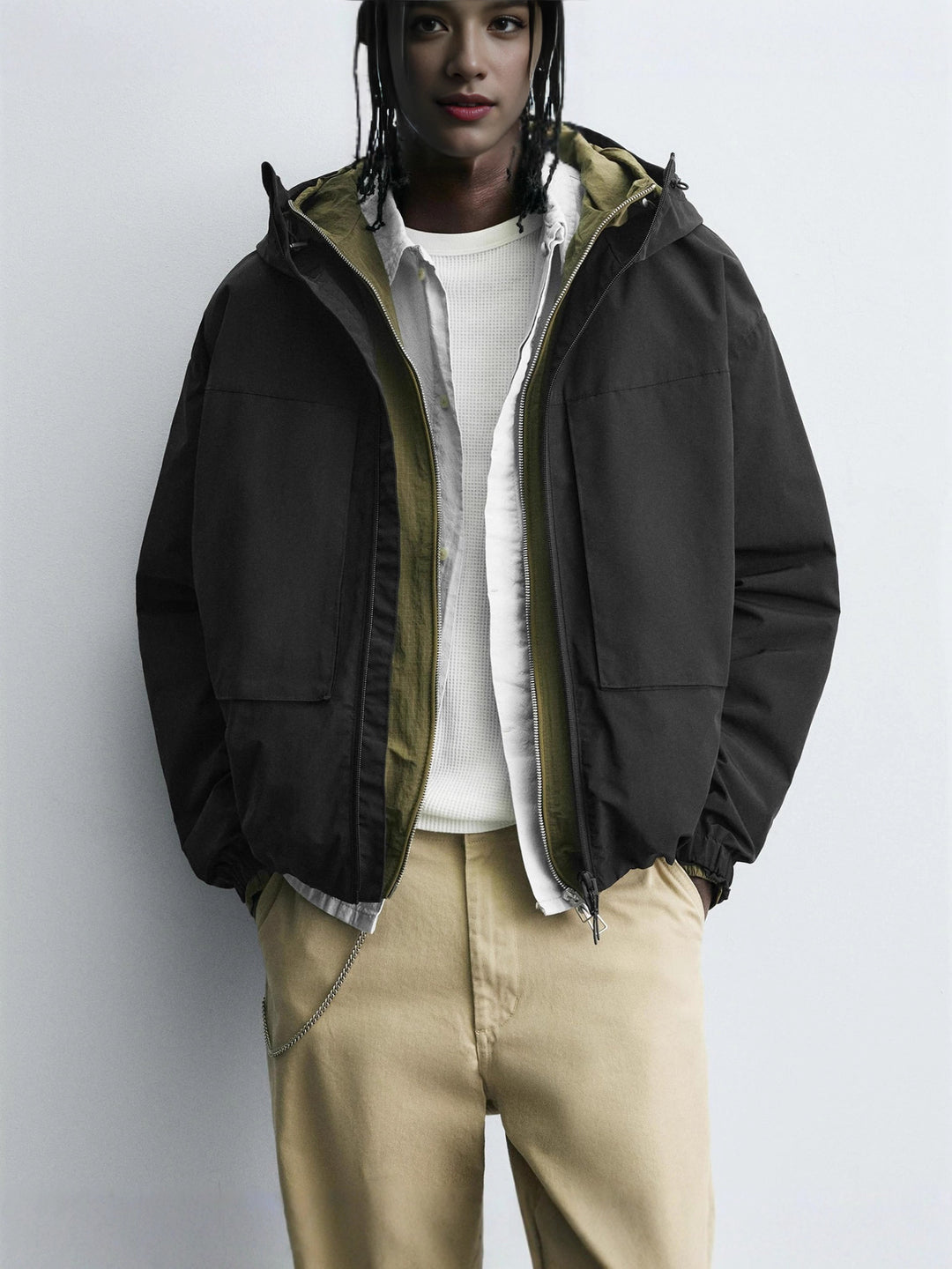 Men's Boxy Hooded Blouson with Padded Lining and Flap Pockets Mune Fashion