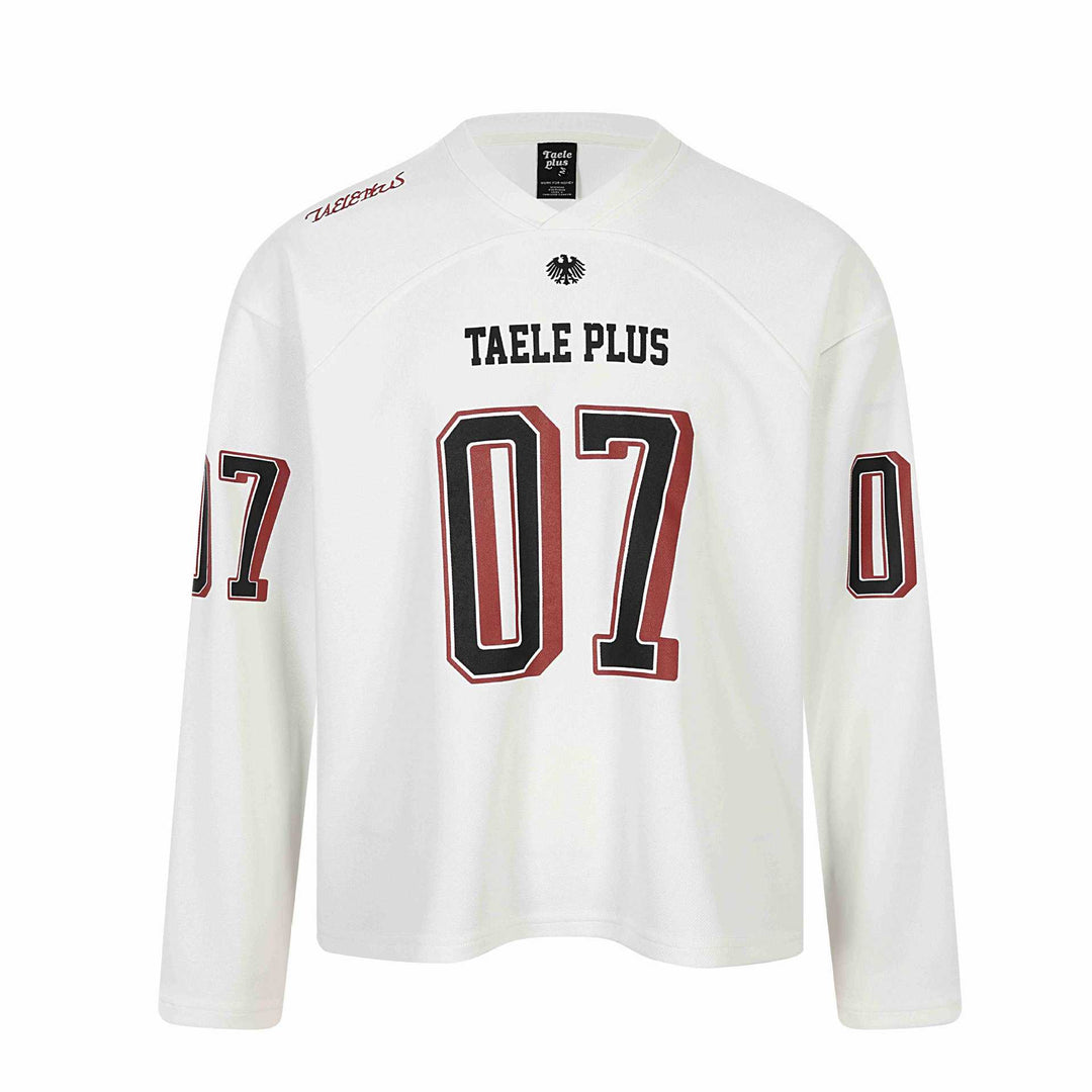 Unisex Sporty Oversized Hockey Jersey with Mesh Structure, Number Print and V Notch Collar Mune Fashion
