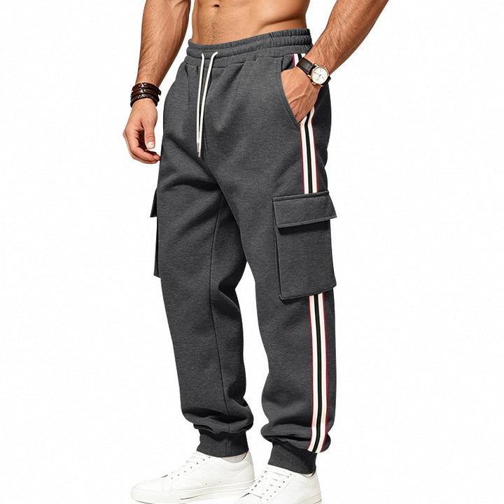 Men's cargo jogging pants with cargo pockets and side contrast stripes Mune Fashion