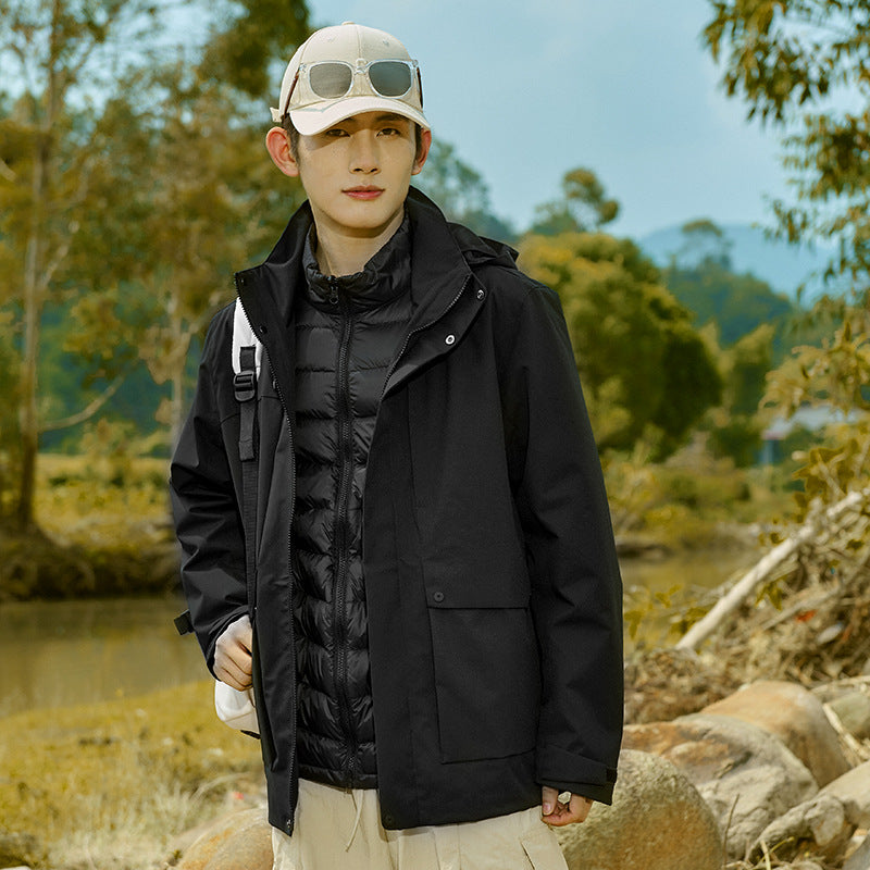Men's Technical Waterproof Parka Jacket with Adjustable Hood and Multifunctional Pockets Mune Fashion