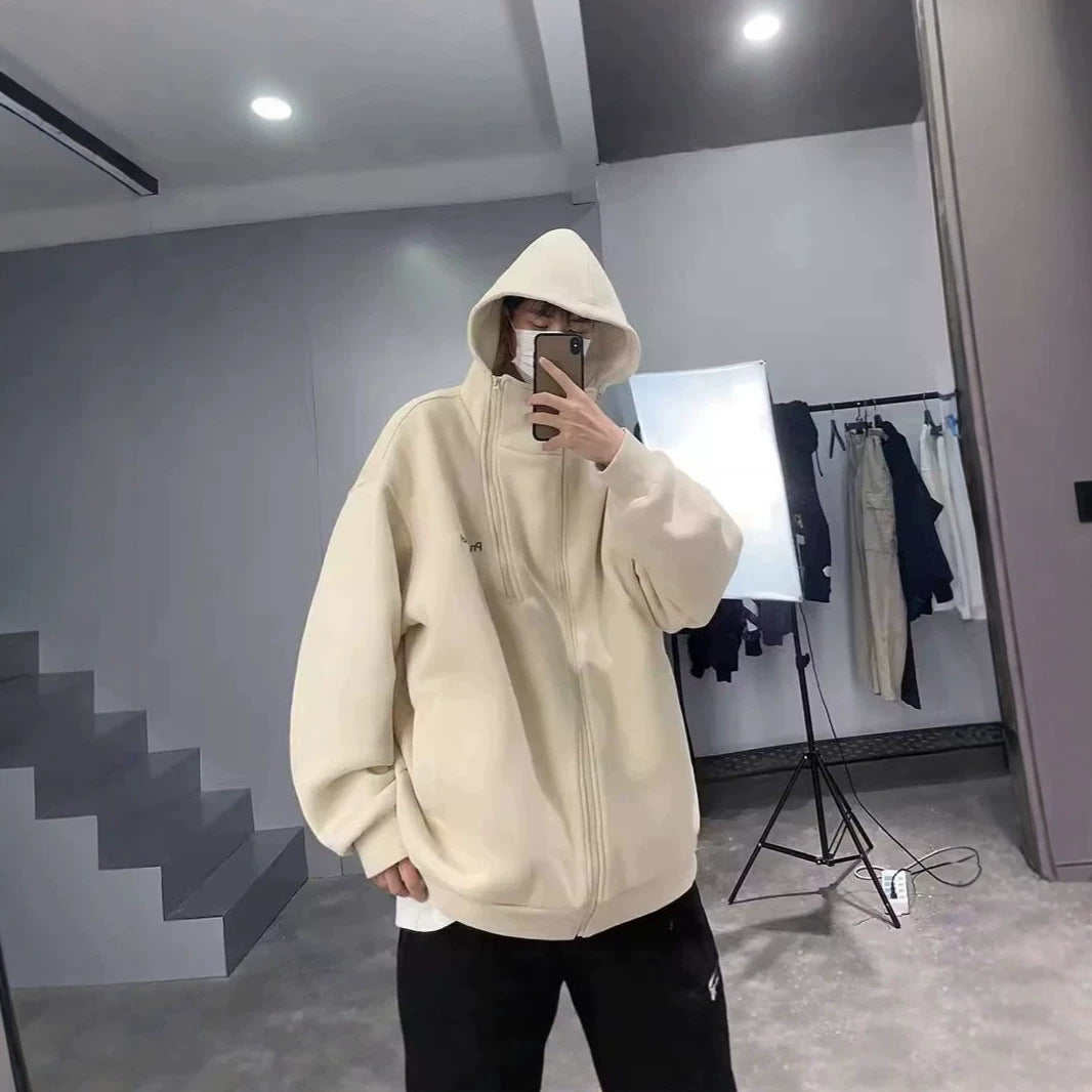 Unisex Oversized Fleece Jacket with High Collar and Zipper Mune Fashion