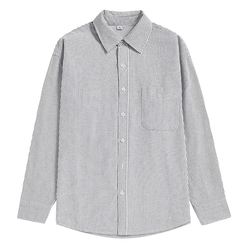Men Striped Oversized Casual Shirt made of Cotton Blend with Chest Pocket Mune Fashion