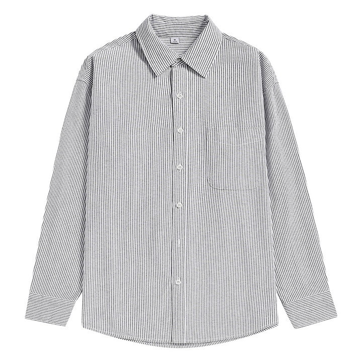 Men Striped Oversized Casual Shirt made of Cotton Blend with Chest Pocket Mune Fashion