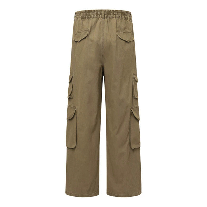 Ladies Wide Cargo Pants with Multi-Pockets and High Waist Mune Fashion