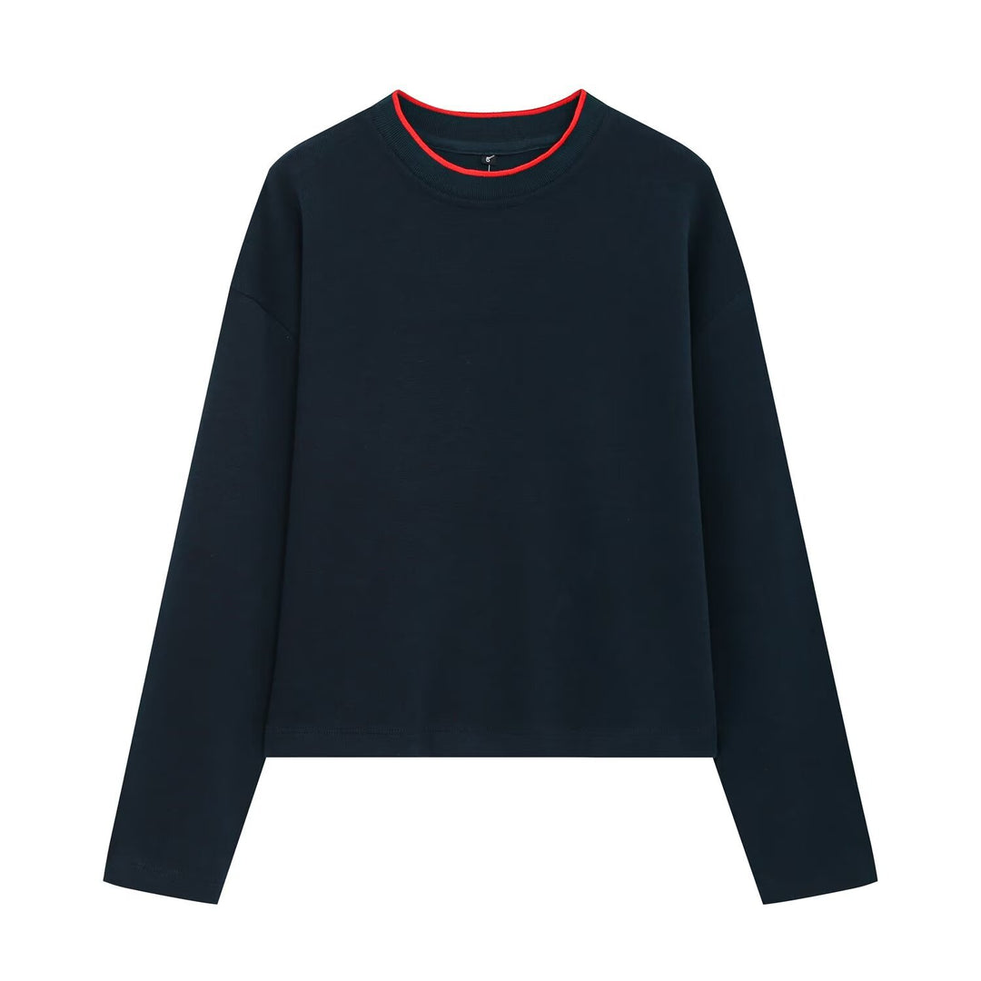 Women's Boxy Ribbed Knit Sweater with Round Neck