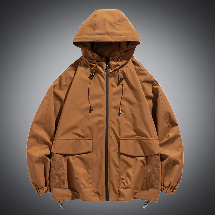 Men's Oversize Hooded Windbreaker with Multi-Pockets, Mesh Inserts and Drawstring Mune Fashion