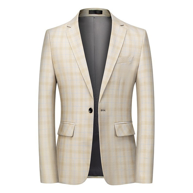 Men's tailored checked business jacket made of lightweight wool blend with falling lapels Mune Fashion