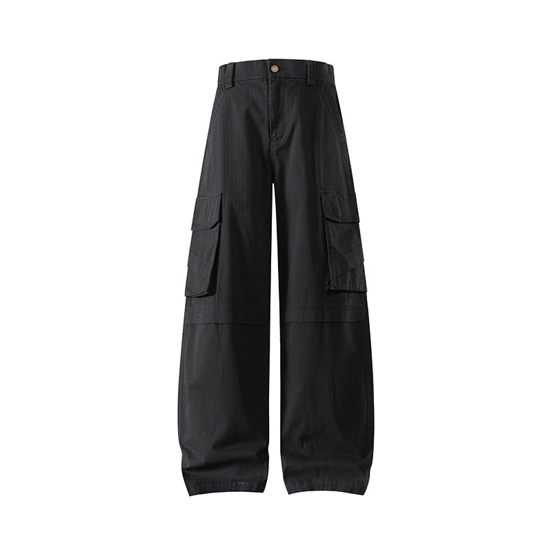 Damen weite Cargo-Hose mit hoher Taille und Multifunktions-Taschen Mune Fashion