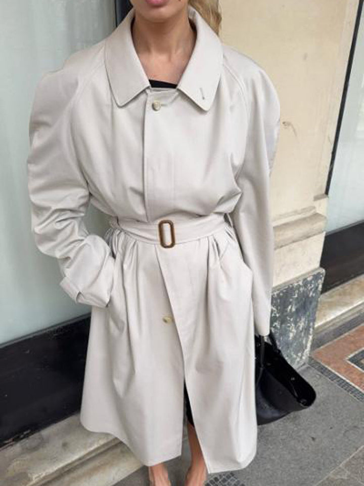 Women's mid-length trench coat in cocoon cut with belt and raglan sleeves Mune Fashion